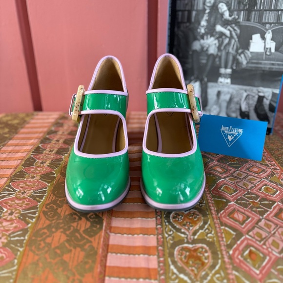 John Fluevog Cumulus Green and Lavender Mary Jane Shoes - Size 8/7.5 - EUC - Picture 9 of 15